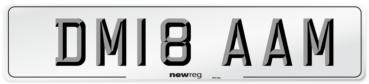 DM18 AAM Number Plate from New Reg